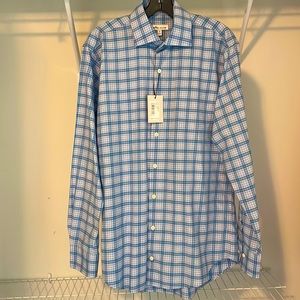 NWT Nordstrom Peter Millar Mens Medium Blue Button Down Dress Shirt